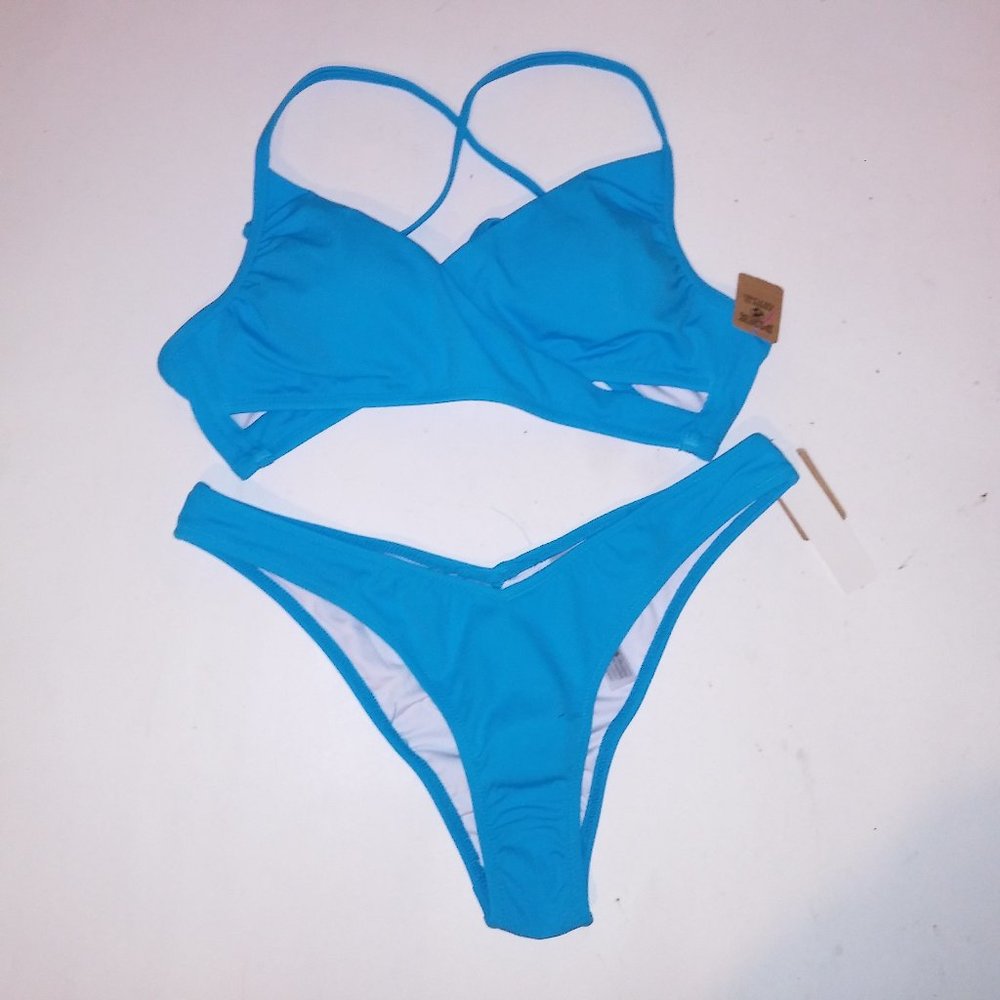 PINK Victoria's Secret Bright Blue Strappy Bikini Set